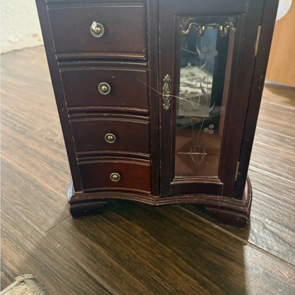 Elegant Brown Jewelry Armoire